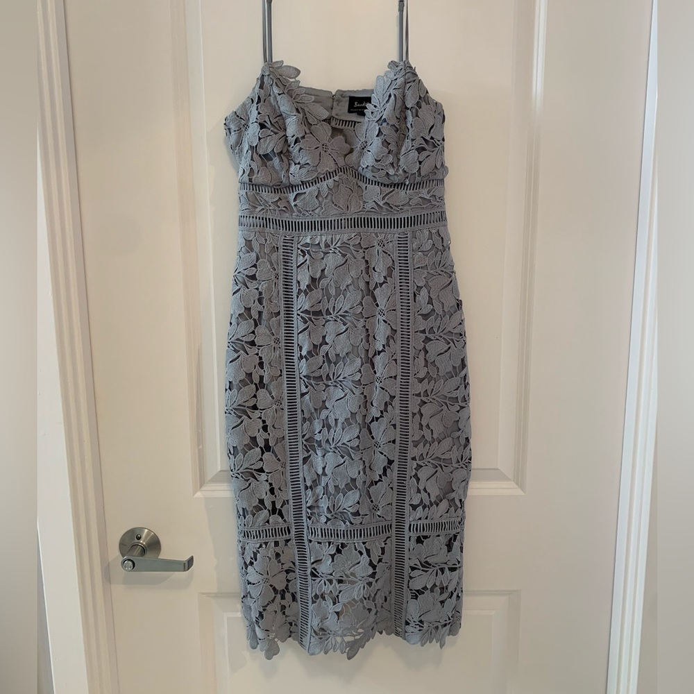 Bardot Revolve Lace Midi Dress Blue